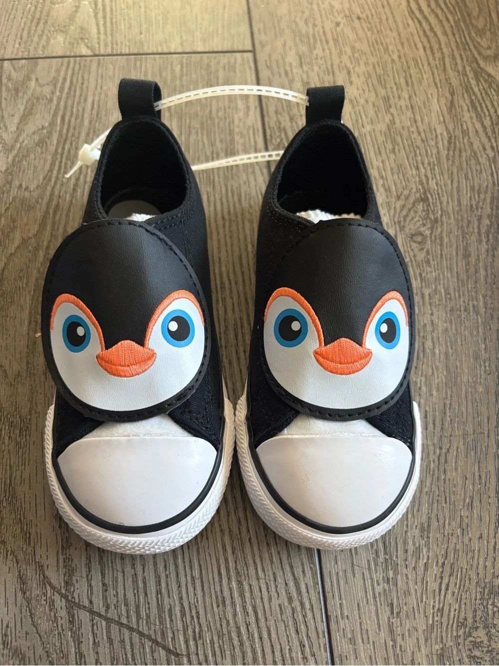 Converse Kids Penguin Slip-On Sneakers - Black/White with Orange Accent
